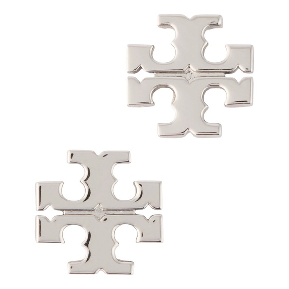 TORY BURCH • Silver Kira Stud Logo Earrings - Picture 1 of 9